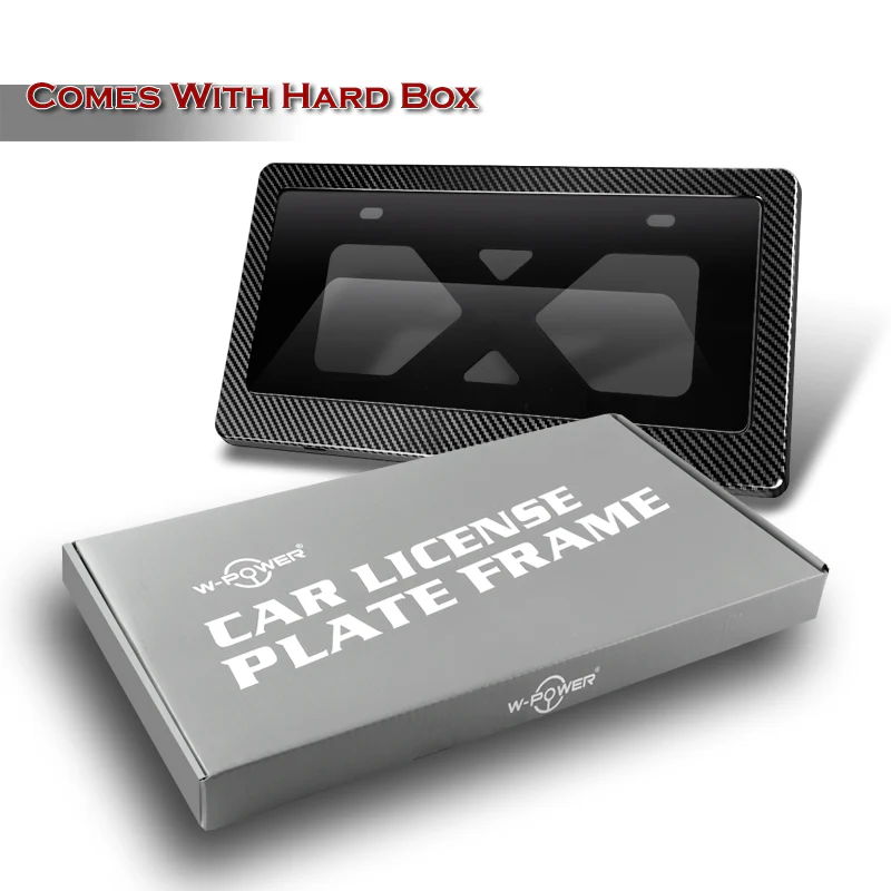 W-Power Carbon Look License plate frame TAG cover Frame W/Bracket - Image 5