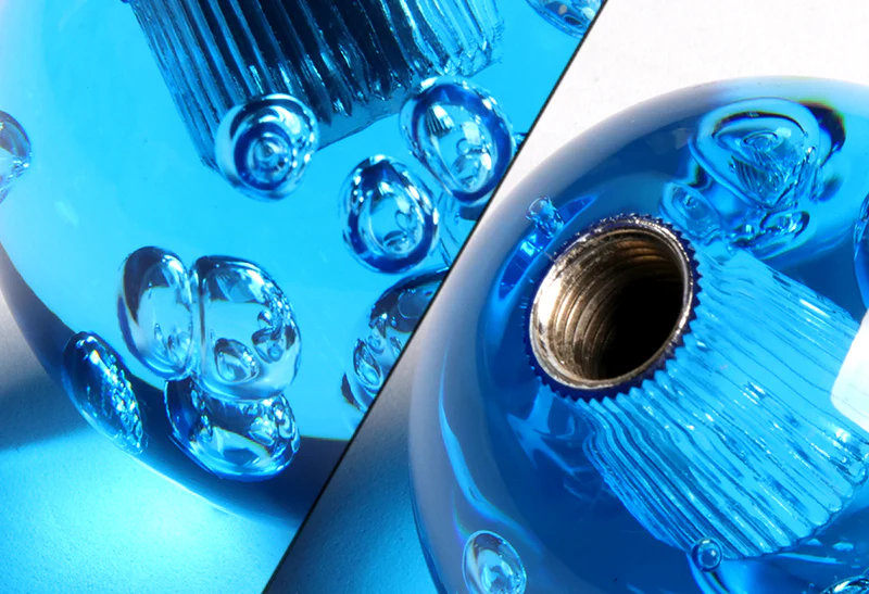 W-Power Manual Transmission Gear Stick Universal 60mm Shift Knob Grip -Blue Diamond Crystal Bubble - Image 2