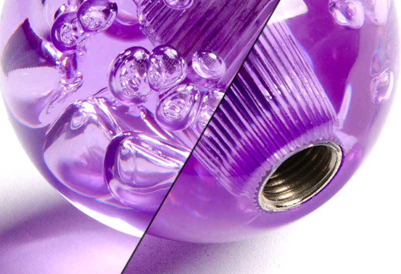 W-Power Manual Transmission Gear Stick Universal 60mm Shift Knob Grip -Purple Diamond Crystal Bubble - Image 2
