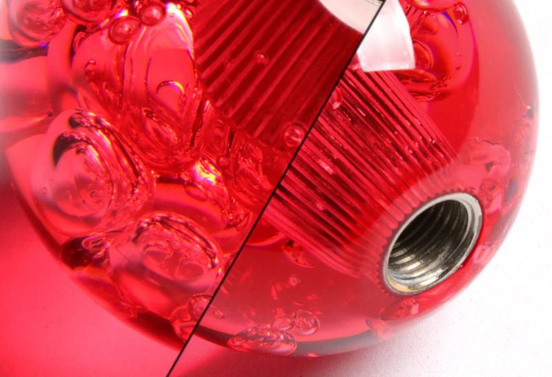 W-Power Manual Transmission Gear Stick Universal 60mm Shift Knob Grip -Red Diamond Crystal Bubble - Image 2