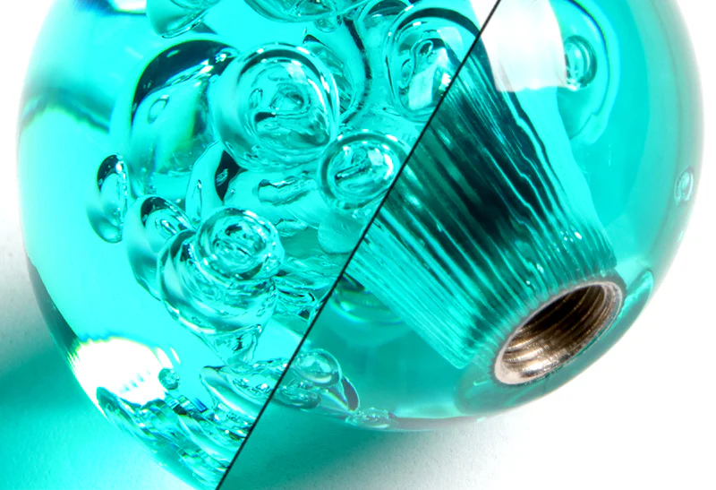 W-Power Manual Transmission Gear Stick Universal 60mm Shift Knob Grip -Teal Diamond Crystal Bubble - Image 2