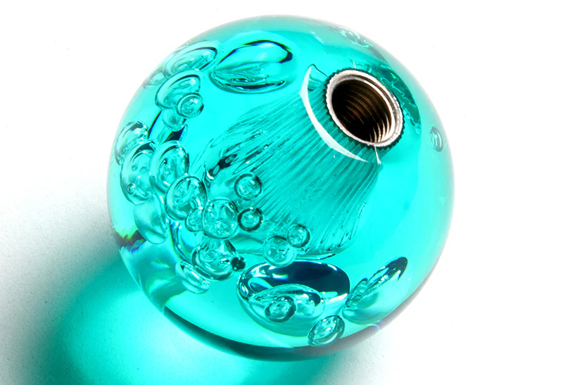 W-Power Manual Transmission Gear Stick Universal 60mm Shift Knob Grip -Teal Diamond Crystal Bubble - Image 3