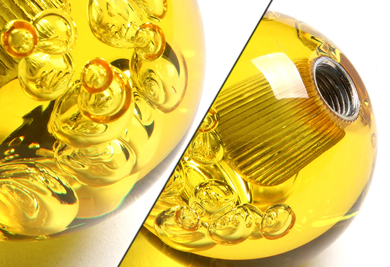 W-Power Manual Transmission Gear Stick Universal 60mm Shift Knob Grip -Yellow Diamond Crystal Bubble - Image 3