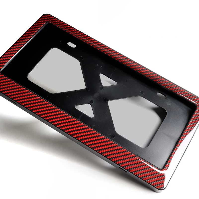W-Power Red Real Carbon Fiber License plate frame TAG cover Front Rear W/Bracket - Image 4