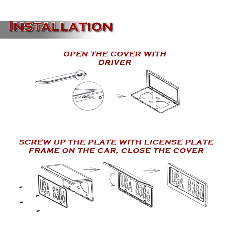 W-Power Red Real Carbon License plate Frame TAG cover W/Bracket - Image 2