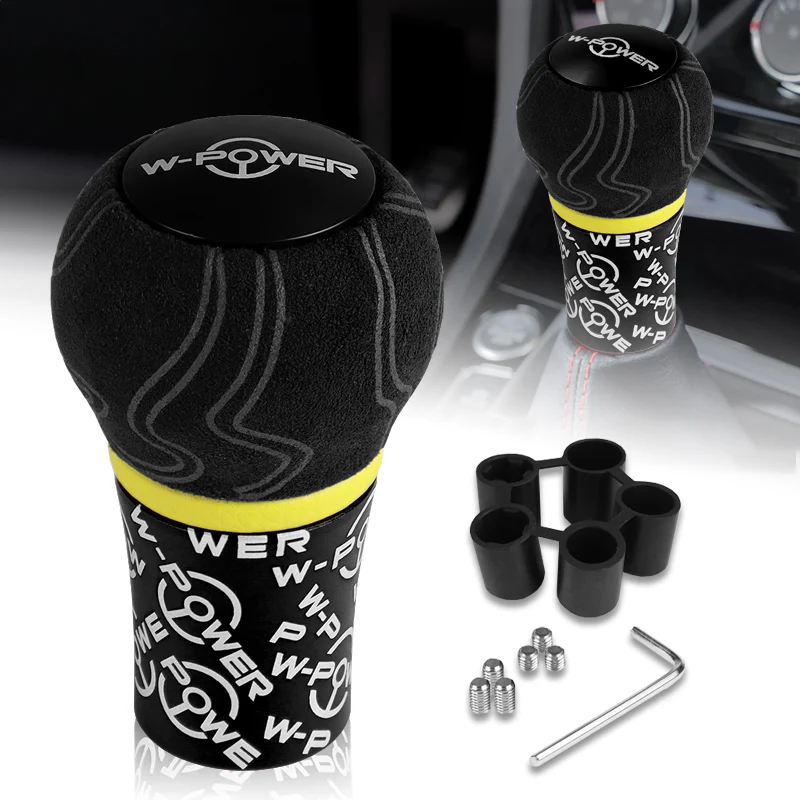 W-Power Ultra Manual Aluminum Gear Stick Universal 5 6 Speed Shift Knob Grip -Black Alcantara Wrapped - Image 5