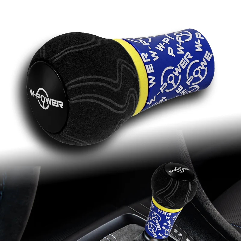 W-Power Ultra Manual Aluminum Gear Stick Universal 5 6 Speed Shift Knob Grip -Blue Alcantara Wrapped - Image 3