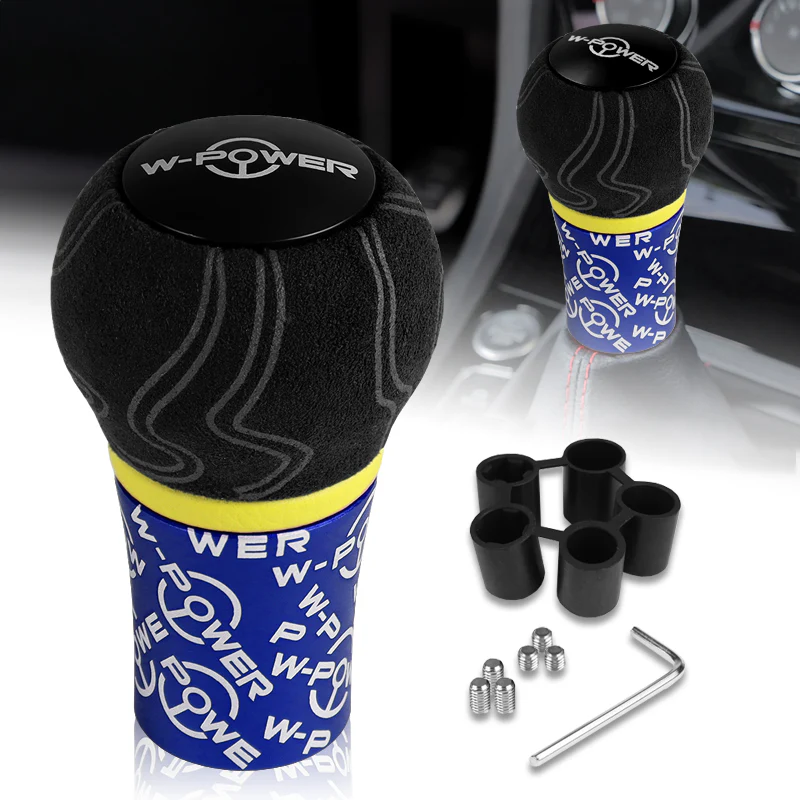 W-Power Ultra Manual Aluminum Gear Stick Universal 5 6 Speed Shift Knob Grip -Blue Alcantara Wrapped - Image 5