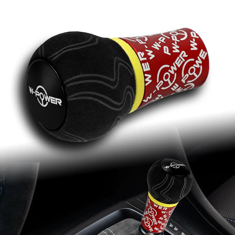 W-Power Ultra Manual Aluminum Gear Stick Universal 5 6 Speed Shift Knob Grip -Red Alcantara Wrapped - Image 3