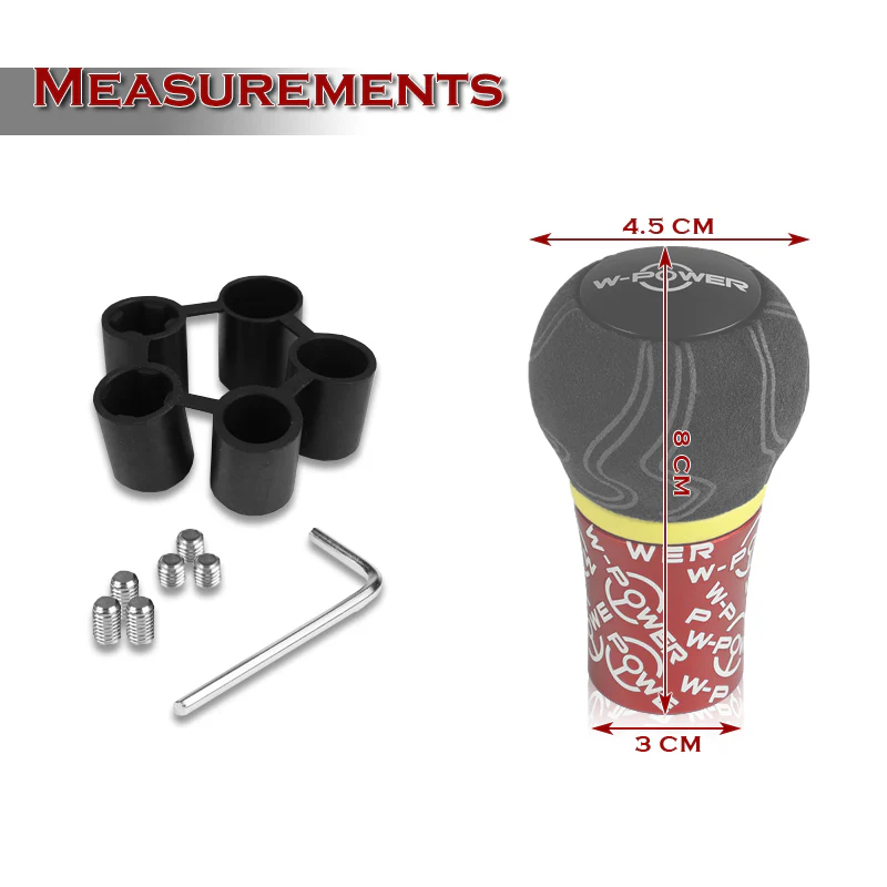 W-Power Ultra Manual Aluminum Gear Stick Universal 5 6 Speed Shift Knob Grip -Red Alcantara Wrapped - Image 4