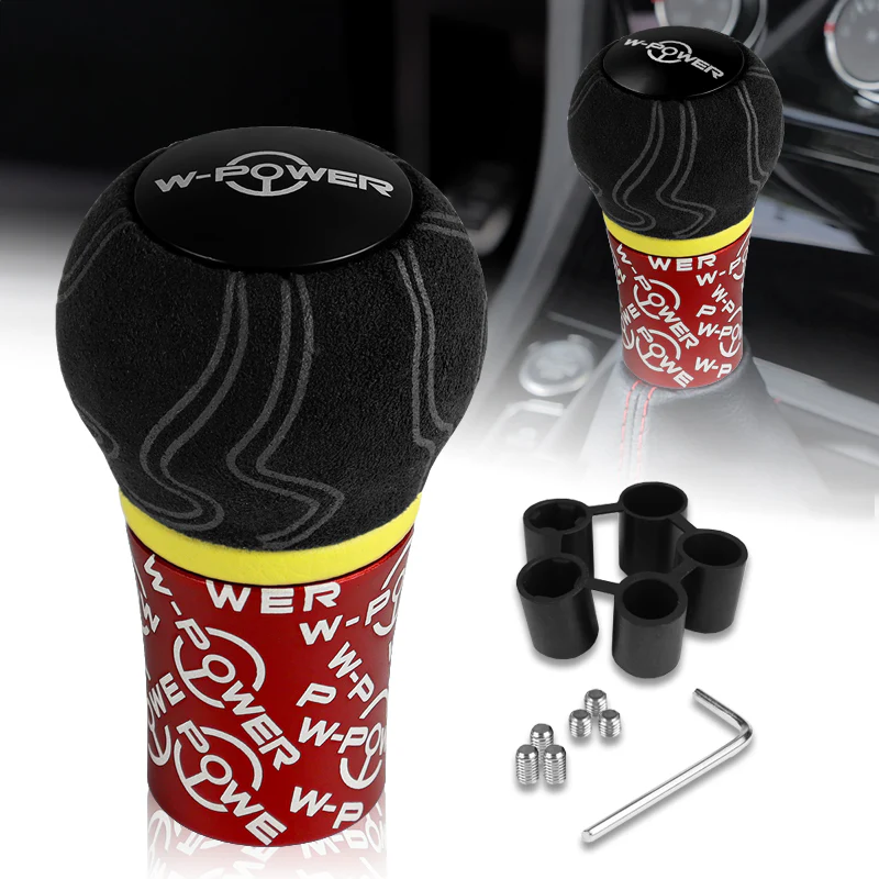 W-Power Ultra Manual Aluminum Gear Stick Universal 5 6 Speed Shift Knob Grip -Red Alcantara Wrapped - Image 5