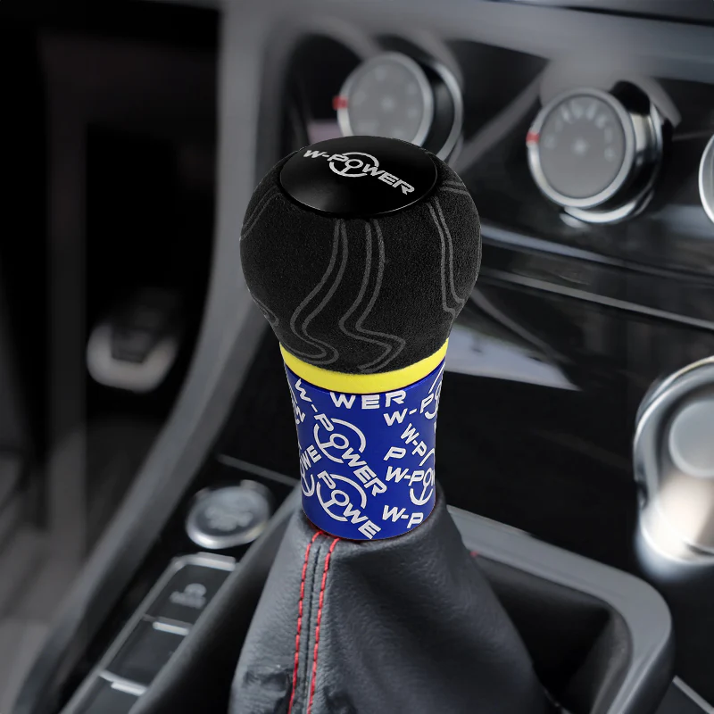 W-Power Ultra Manual Transmission Gear Stick Alcantara Wrapped Aluminum Shift Knob Grip -Blue - Image 4