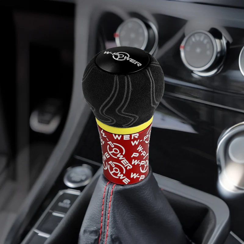 W-Power Ultra Manual Transmission Gear Stick Alcantara Wrapped Aluminum Shift Knob Grip -Red - Image 4