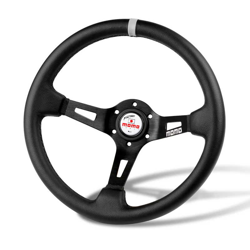 White Line 350mm MOMO Racing Steering Wheel Microfiber Leather with MOMO Horn Button - Image 7