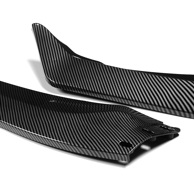 WP-Style Front Bumper Splitter Spoiler Lip 3PCS For 2024-2025 BMW 5-Series G60 G61 M-Sport -Carbon Fiber Look - Image 2