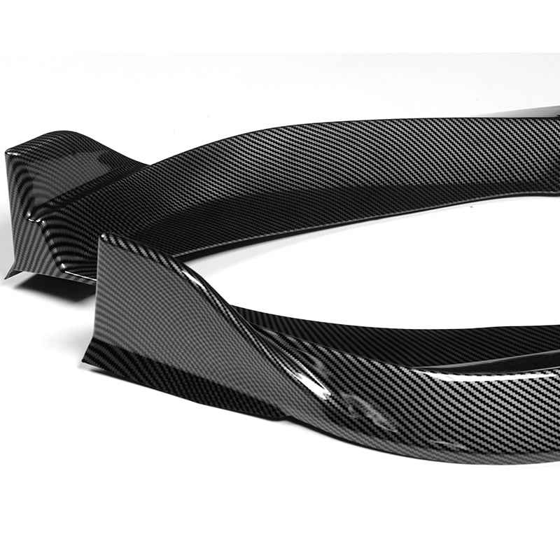 WP-Style Front Bumper Splitter Spoiler Lip 3PCS For 2024-2025 BMW 5-Series G60 G61 M-Sport -Carbon Fiber Look - Image 3