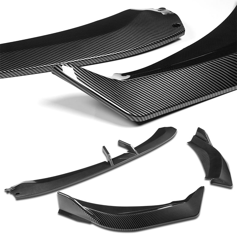 WP-Style Front Bumper Splitter Spoiler Lip 3PCS For 2024-2025 BMW 5-Series G60 G61 M-Sport -Carbon Fiber Look - Image 5