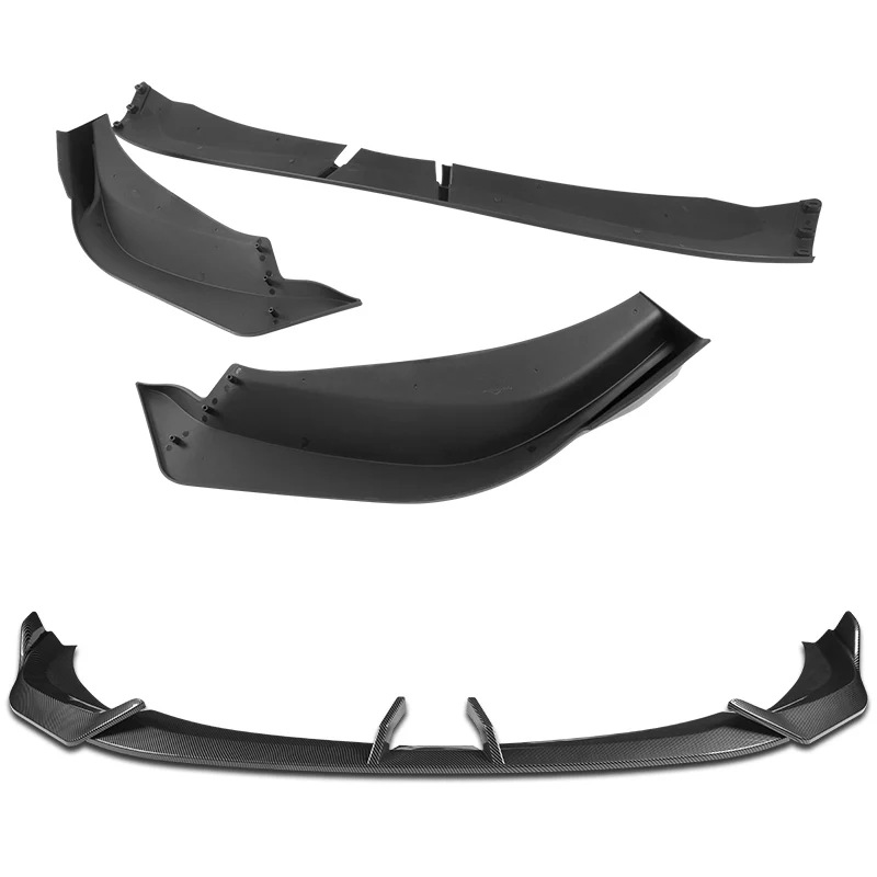 WP-Style Front Bumper Splitter Spoiler Lip 3PCS For 2024-2025 BMW 5-Series G60 G61 M-Sport -Carbon Fiber Look - Image 6