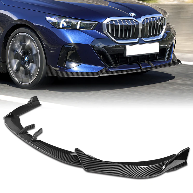 WP-Style Front Bumper Splitter Spoiler Lip 3PCS For 2024-2025 BMW 5-Series G60 G61 M-Sport -Carbon Fiber Look - Image 8