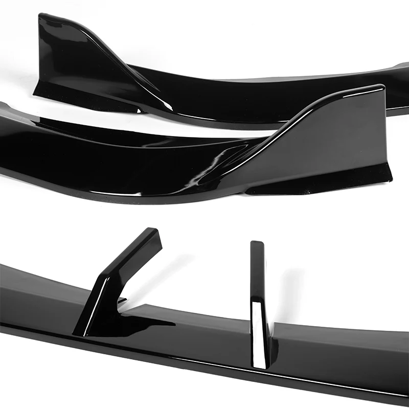 WP-Style Front Bumper Splitter Spoiler Lip 3PCS For 2024-2025 BMW 5-Series G60 G61 M-Sport -Painted Black - Image 5