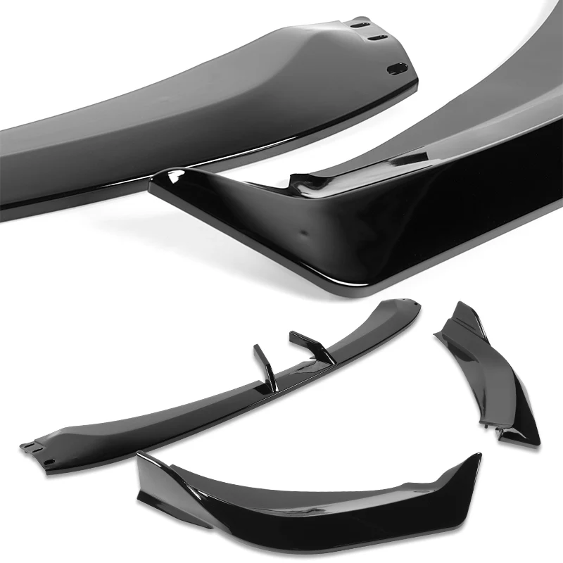 WP-Style Front Bumper Splitter Spoiler Lip 3PCS For 2024-2025 BMW 5-Series G60 G61 M-Sport -Painted Black - Image 6