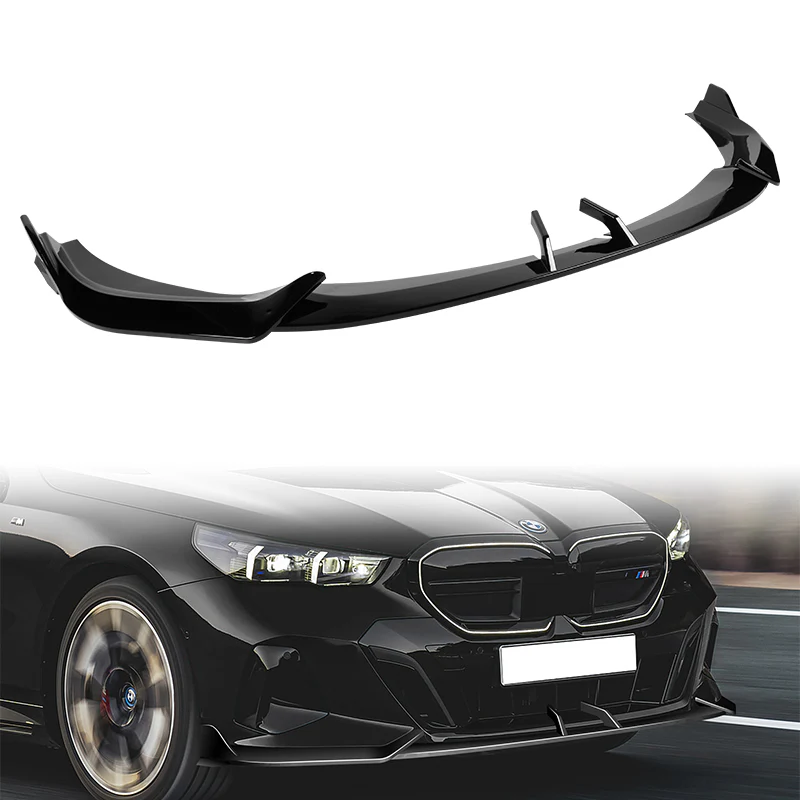 WP-Style Front Bumper Splitter Spoiler Lip 3PCS For 2024-2025 BMW 5-Series G60 G61 M-Sport -Painted Black - Image 7