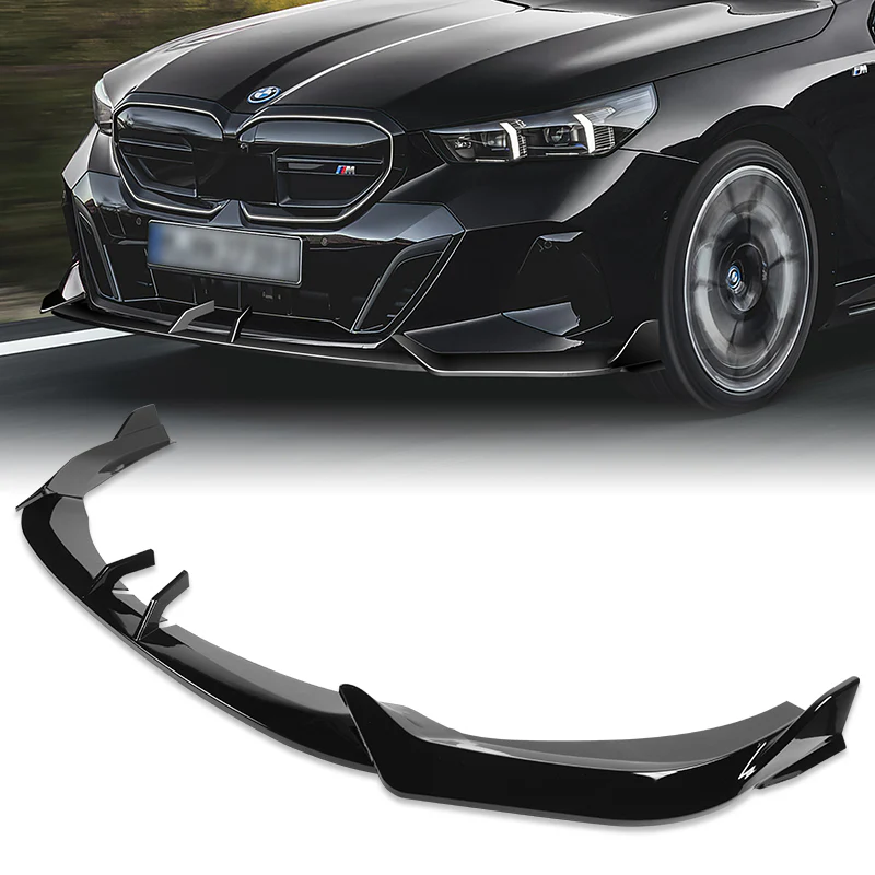 WP-Style Front Bumper Splitter Spoiler Lip 3PCS For 2024-2025 BMW 5-Series G60 G61 M-Sport -Painted Black - Image 8
