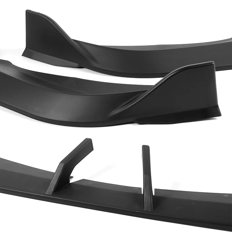 WP-Style Front Bumper Splitter Spoiler Lip 3PCS For 2024-2025 BMW 5-Series G60 G61 M-Sport -Unpainted Matte Black - Image 2
