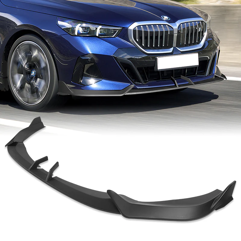 WP-Style Front Bumper Splitter Spoiler Lip 3PCS For 2024-2025 BMW 5-Series G60 G61 M-Sport -Unpainted Matte Black - Image 7