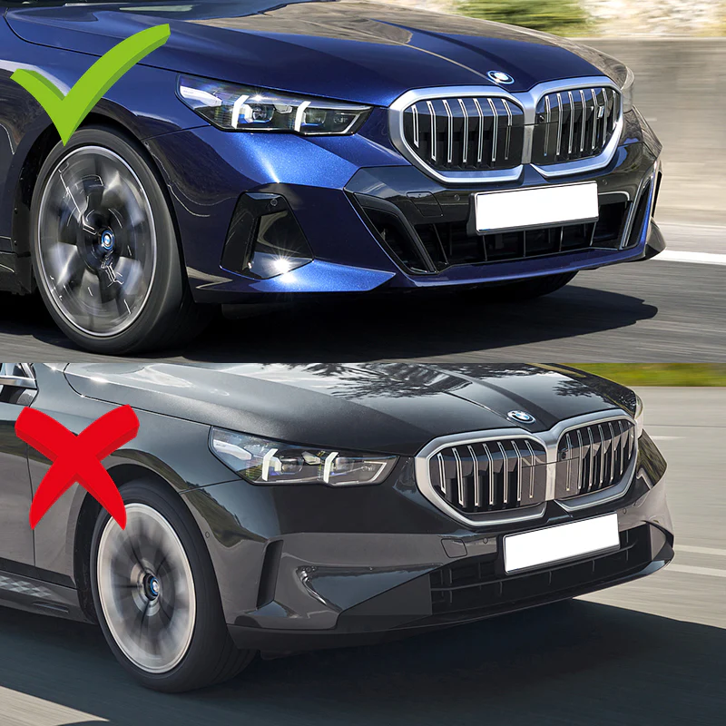 WP-Style Front Bumper Splitter Spoiler Lip 3PCS For 2024-2025 BMW 5-Series G60 G61 M-Sport -Unpainted Matte Black - Image 9
