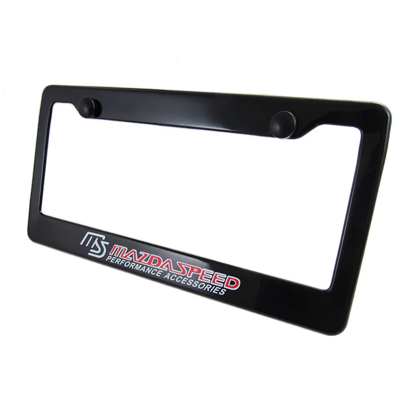 Mazdaspeed Black ABS License Plate Frame with Caps - Image 3