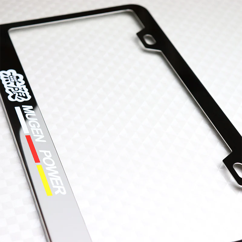 Mugen Chrome Stainless Steel License Plate Frame with Caps - Image 5