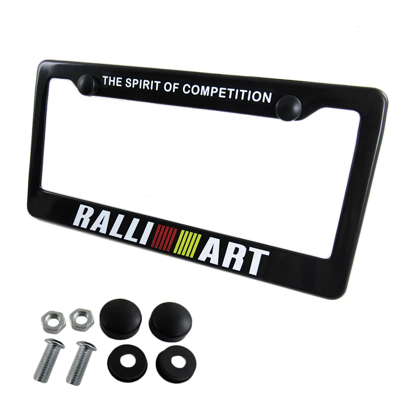Mitsubishi Ralliart Black ABS License Plate Frame with Caps - Image 5