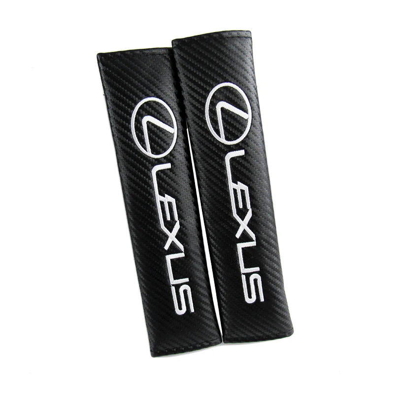Lexus Black Carbon Fiber Look Seat Belt Cover X2 - Image 5