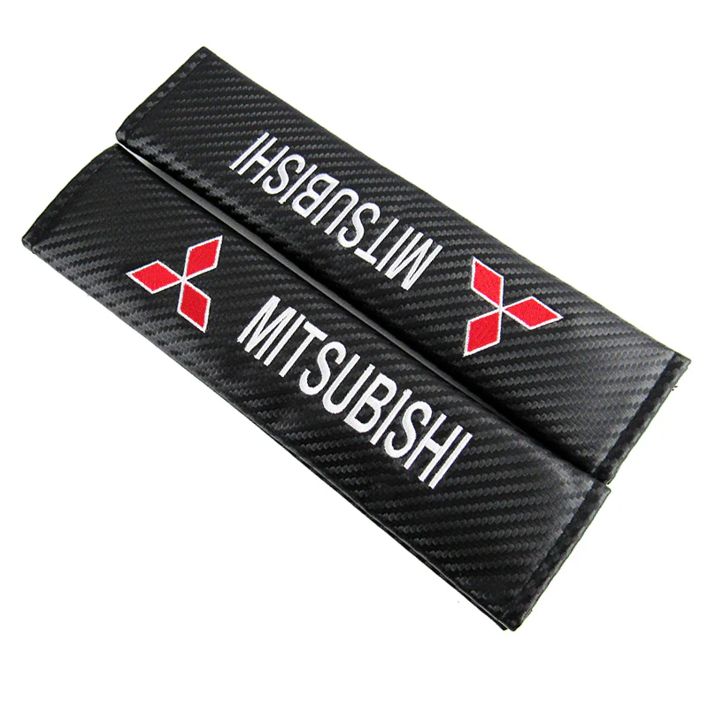 Mitsubishi Black & White Carbon Fiber Look Seat Belt Cover X2 - Image 3