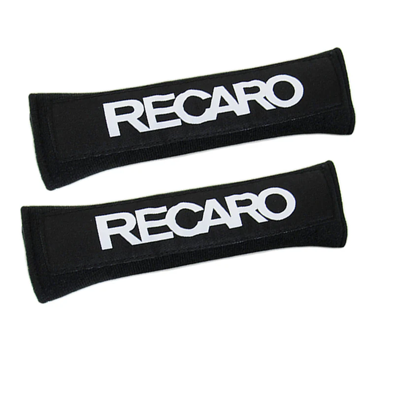 RECARO Black Embroidered Logo Seat Belt Cover X2 - Image 2
