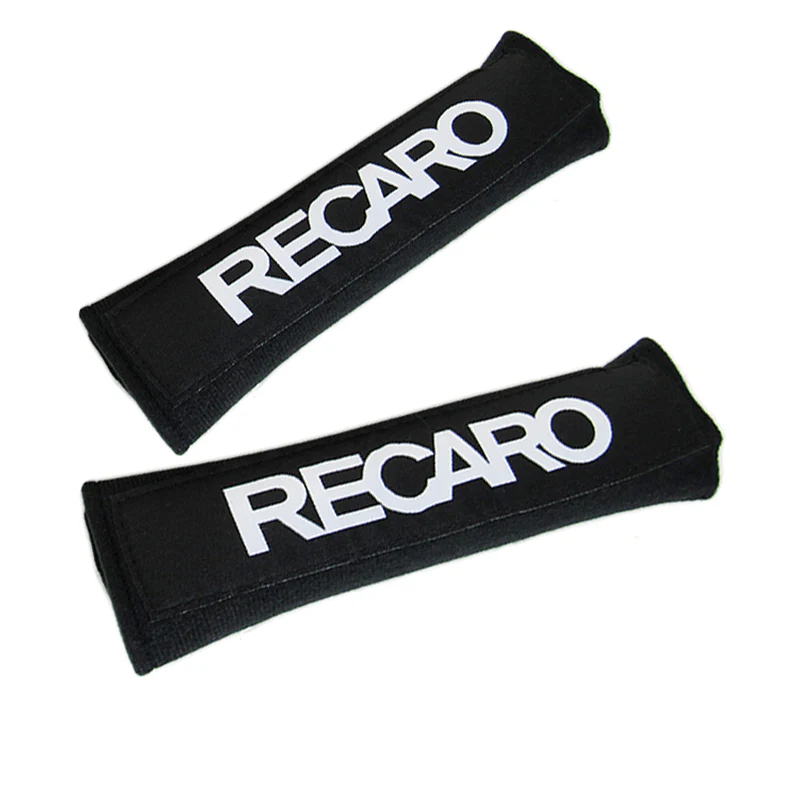 RECARO Black Embroidered Logo Seat Belt Cover X2 - Image 3