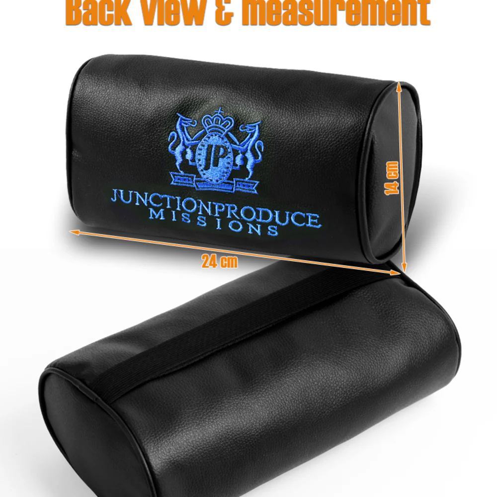 X2 Blue Embroidery Car Neck Rest Pillow Headrest Cushion JP JUNCTION PRODUCE VIP - Image 2