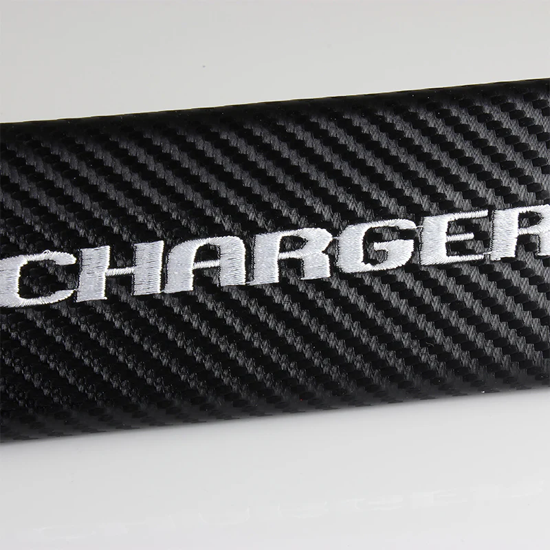 Dodge Charger Black Carbon Fiber Look Seat Belt Cover X2 - Image 5