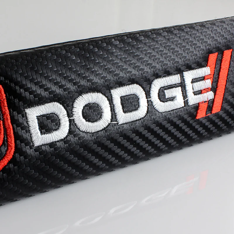 Dodge Black Carbon Fiber Look Seat Belt Cover X2 - Image 3