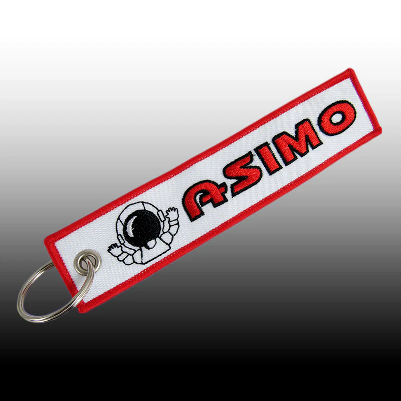 X2 EMBROIDERED Fabric Keyring TAG For ASIMO White RACING CELL HOLDER KEY CHAIN X2 - Image 2