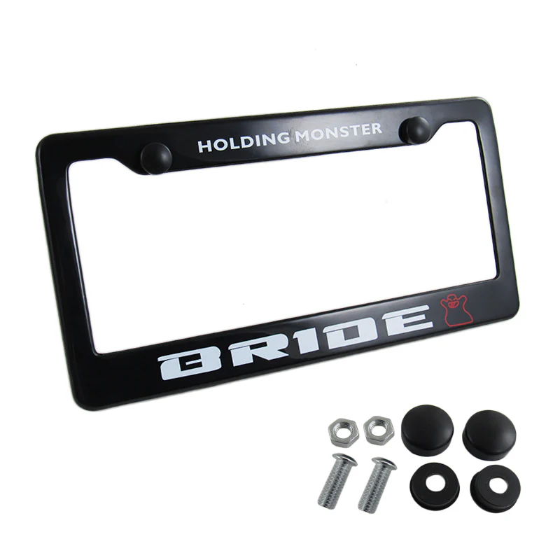 Bride Black ABS License Plate Frame with Caps x2 - Image 4