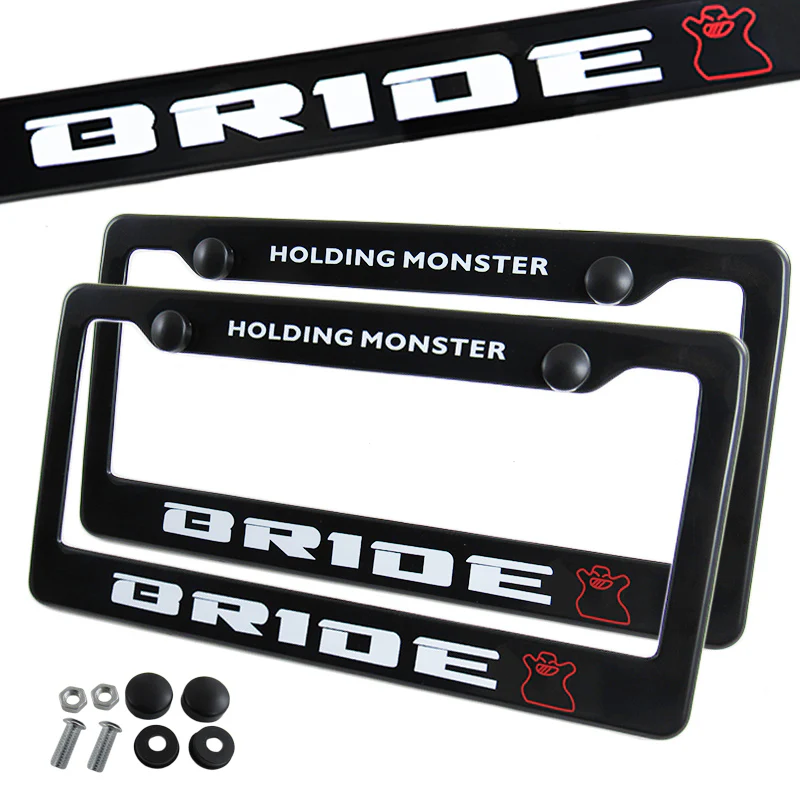 Bride Black ABS License Plate Frame with Caps x2 - Image 6
