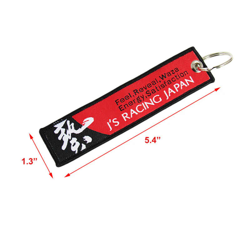 X2 JDM J'S RACING BLACK RACING DOUBLE SIDE Racing Cell Holders Keychain 5.4" x 1.3" - Image 3