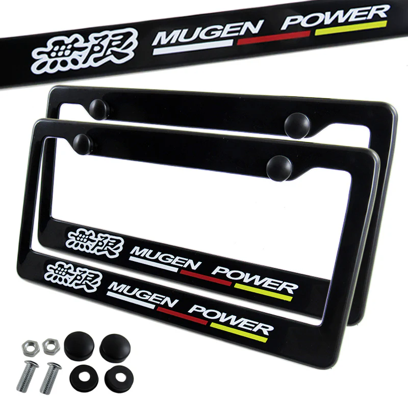 Mugen Black ABS License Plate Frame with Caps x2 - Image 4