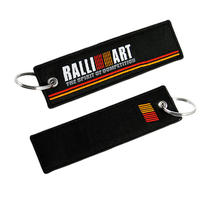 X2 JDM RALLIART MITSUBISHI DOUBLE SIDE Racing Cell Holders Keychain Universal 5.7" - Image 3