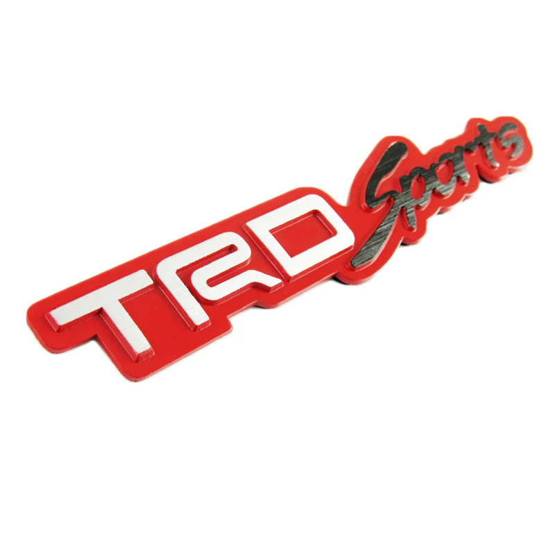 Toyota TRD Sports 3D Red Aluminum Emblem Decal x2 (18CM) - Image 2