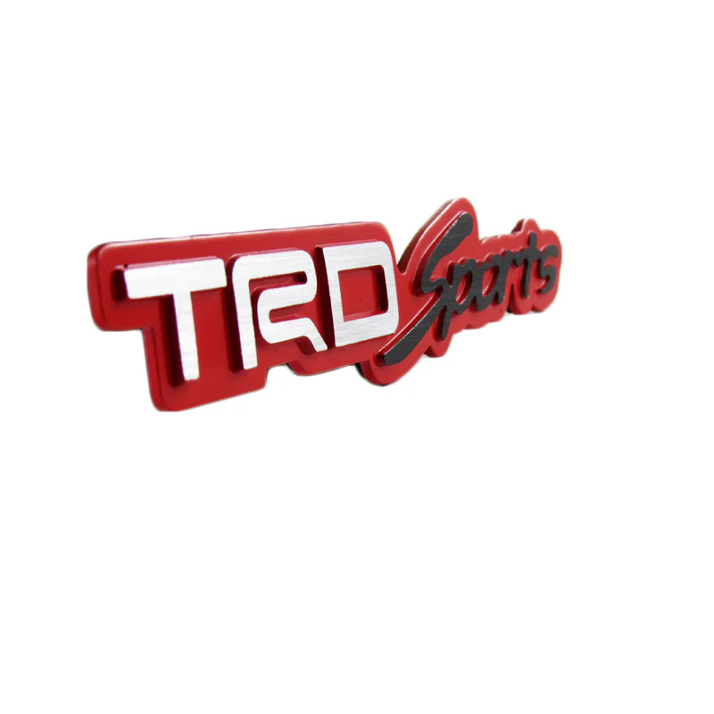 Toyota TRD Sports 3D Red Aluminum Emblem Decal x2 (18CM) - Image 3