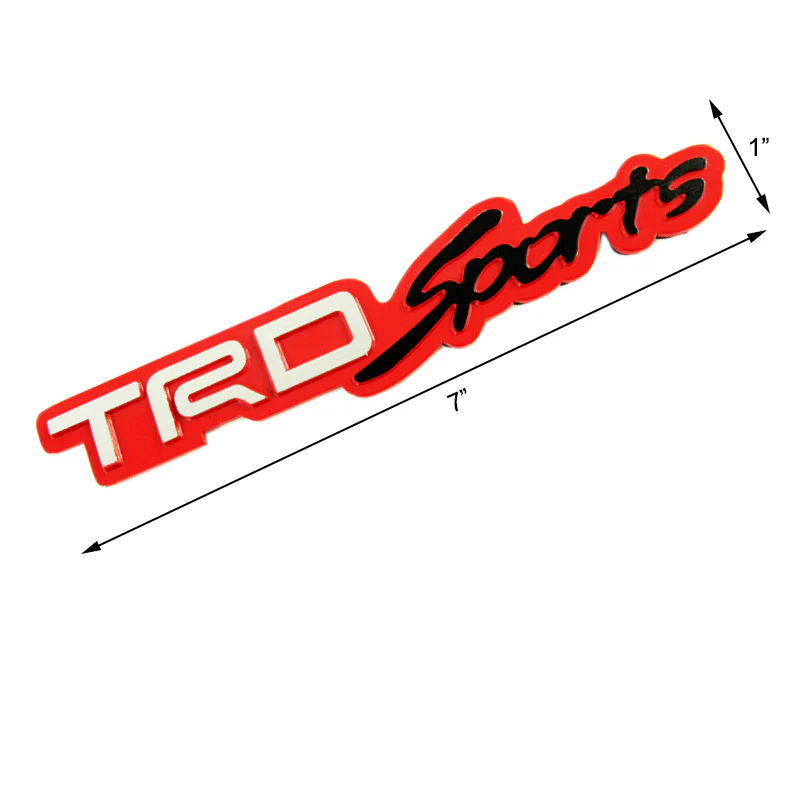 Toyota TRD Sports 3D Red Aluminum Emblem Decal x2 (18CM) - Image 4