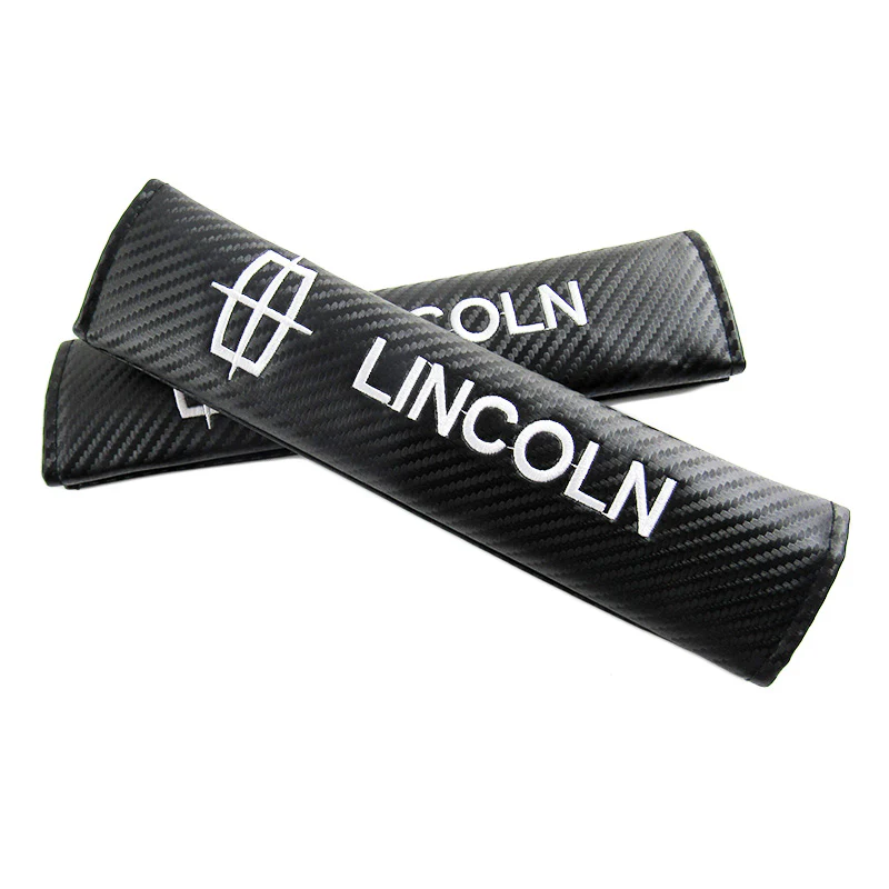 Lincoln Black Carbon Fiber Look Seat Belt Cover X2 - Image 3